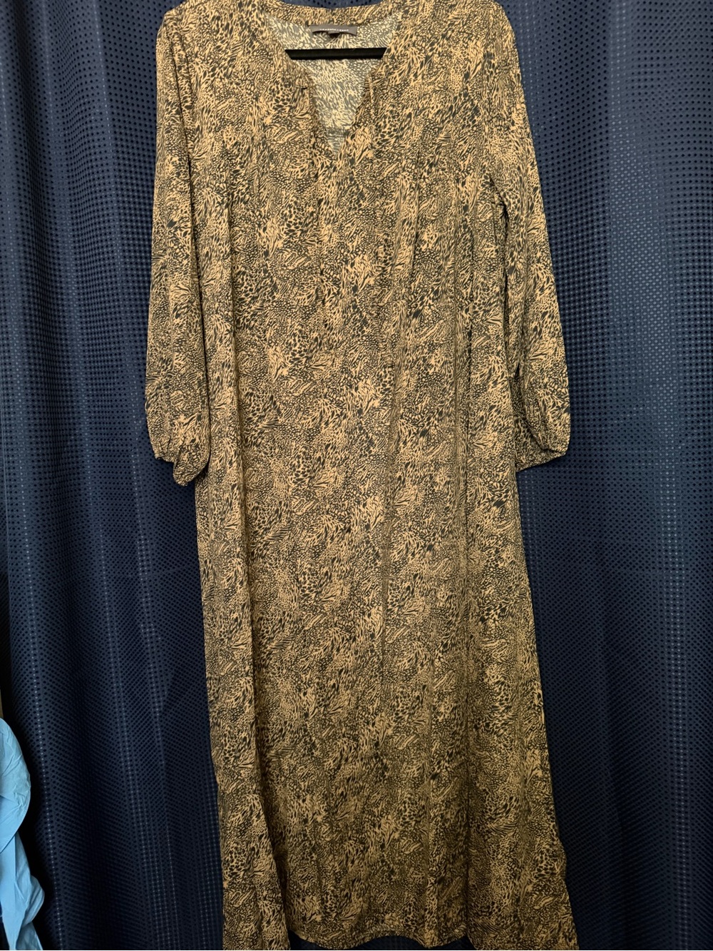 Elegant Brown Printed Maxi Dress with V-Neck